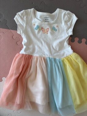Carter's White and Pastel Butterfly Multi-Color Tulle Dress